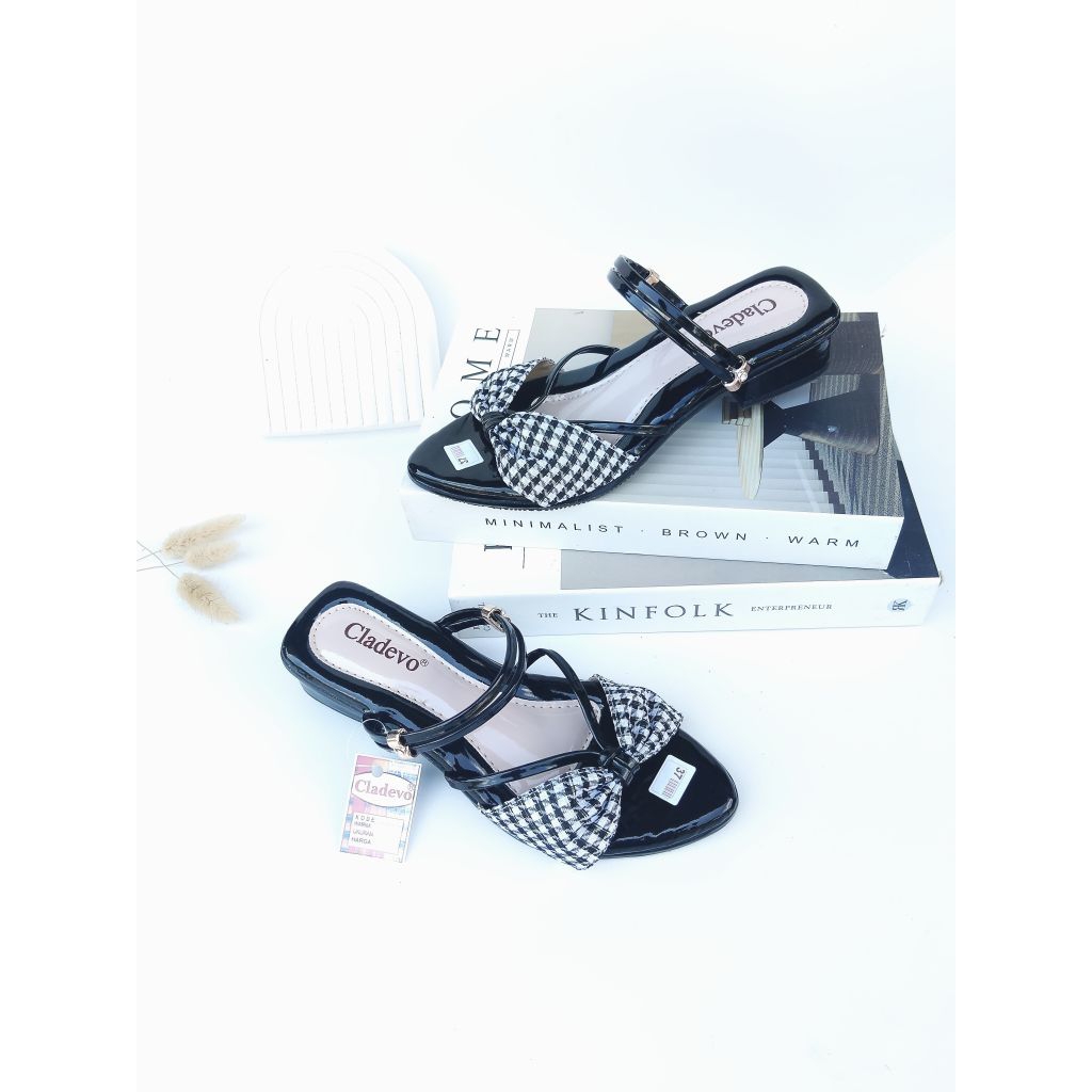 LAVIORA - CR20 Sendal Heels 3 cm Wanita Sandal Hills Hak Tahu Model Kupu-kupu Untuk Kondangan Wisuda