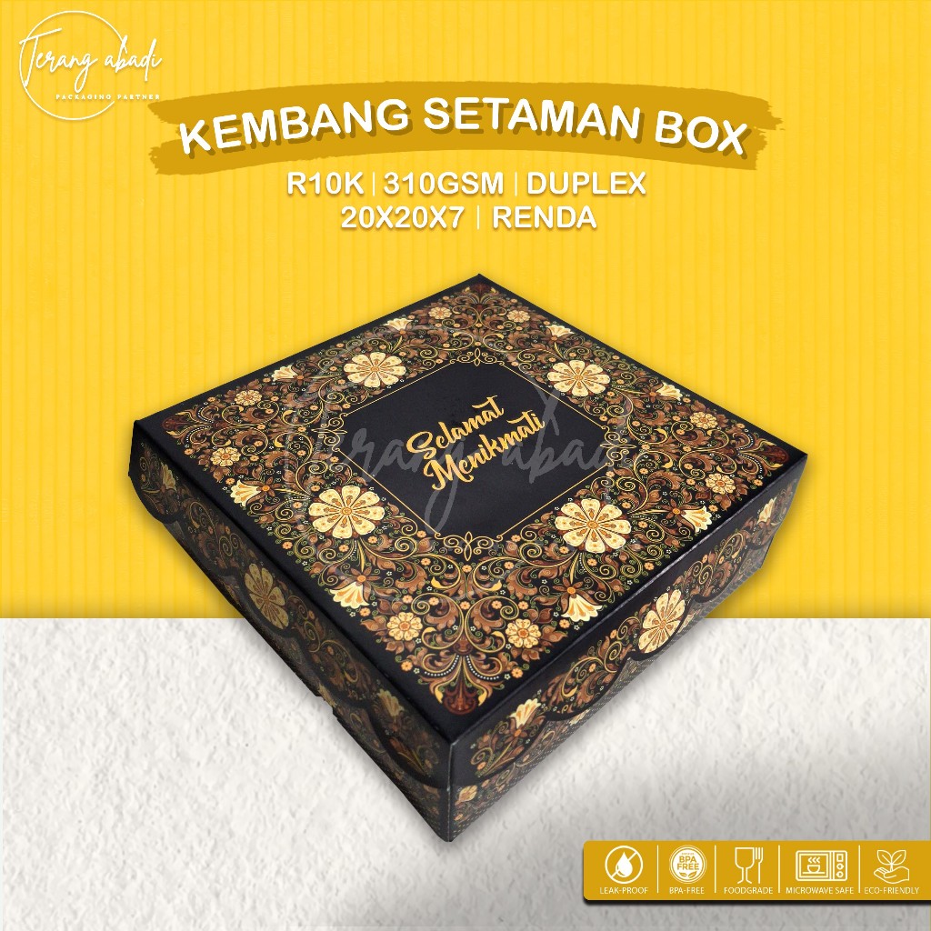 [Tutup RENDA] Dus R10K Kembang Setaman/Dus Nasi 20 x 20 x 7 Motif Kembang Setaman/Dus Nasi Hajatan/D