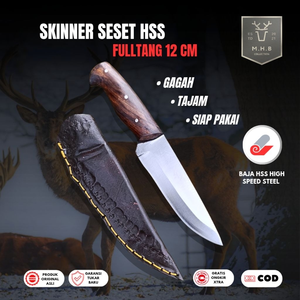 MHB_Collection | Pisau Skinner Lurusan Baja Hss Fulltang - Pisau Seset Survival Multifungsi