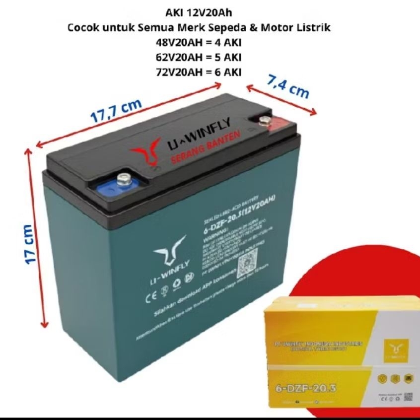 AKI UWINFLY 12V20 AH // 12V/12AH (BATERAI UWINFLY 12V20 AH // 12V/12AH)