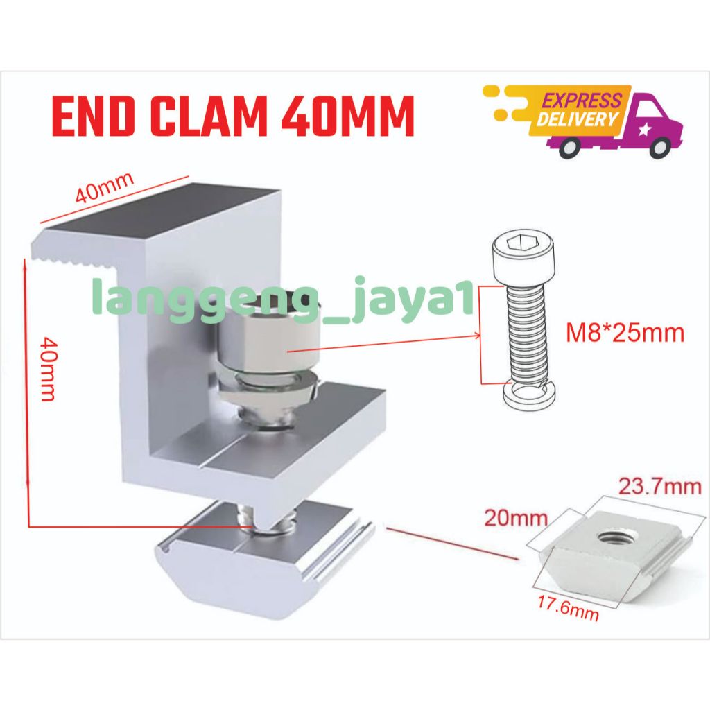 End Clamp 40mm Bracket Solar Panel Surya