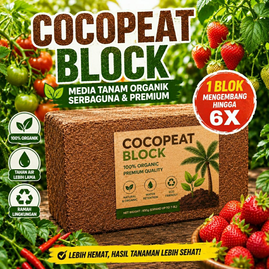 Cocopeat Block 1Kg, Media Tanam Cocopeat Block Berat 1kg