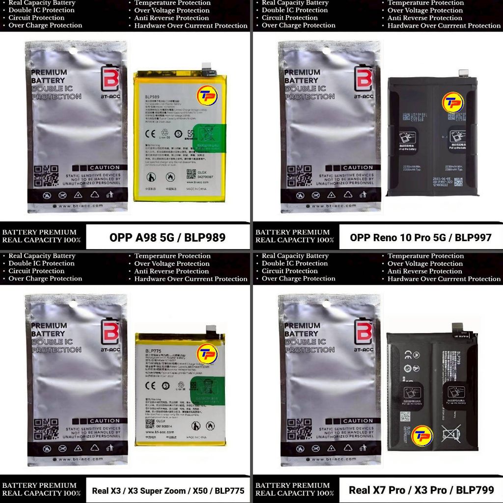 Baterai BT-ACC BLP989 - BLP997 - BLP775 - BLP799 - Oppo A98 5G - Reno 10 Pro 5G - Real X3 - X3 Super