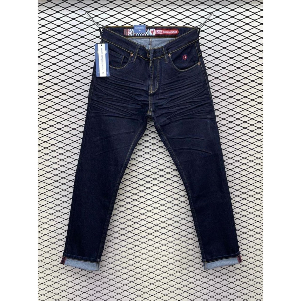 Cmjee vintage denim Celana Panjang slimfit Stretch Pria Jeans Garment wringkel