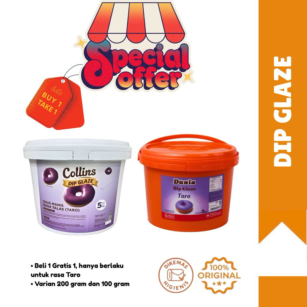 BUY 1 GET 1  Elmer, Collins, Dunia Dip Glaze MURAH REPACK KERUCUT Topping Donat Tiramisu Green Tea M