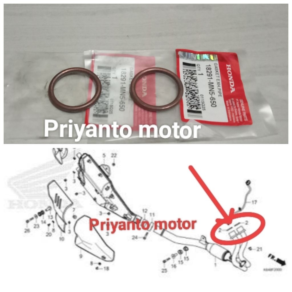 18291-MN5-650 gasket exh pipe paking knalpot CBR 250rr cbr 250RR 2 biji sepasang original