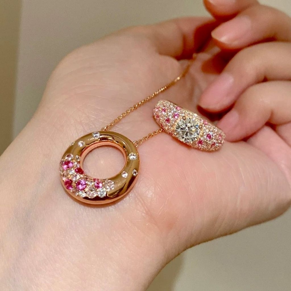 [ Lab Carbon Diamond/ D/VVS1 / Lab Carbon Diamond ]-FL-IF-VVS1-D Gold PREMIUM Jewelry Necklace Ring