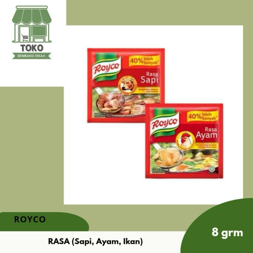 Royco Bumbu Penyedap Rasa Ayam , Rasa Sapi,ikan ( 4 pcs )
