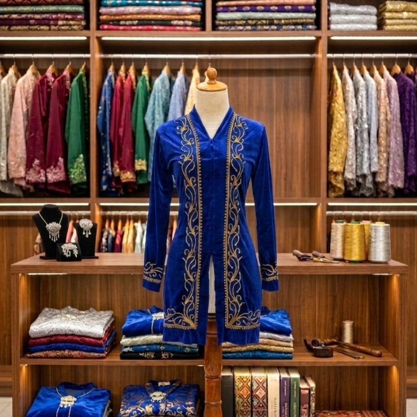 Kebaya beludru wanita kartini panjang kebaya tunik muslimah bordir cantik terbaru warna lengkap