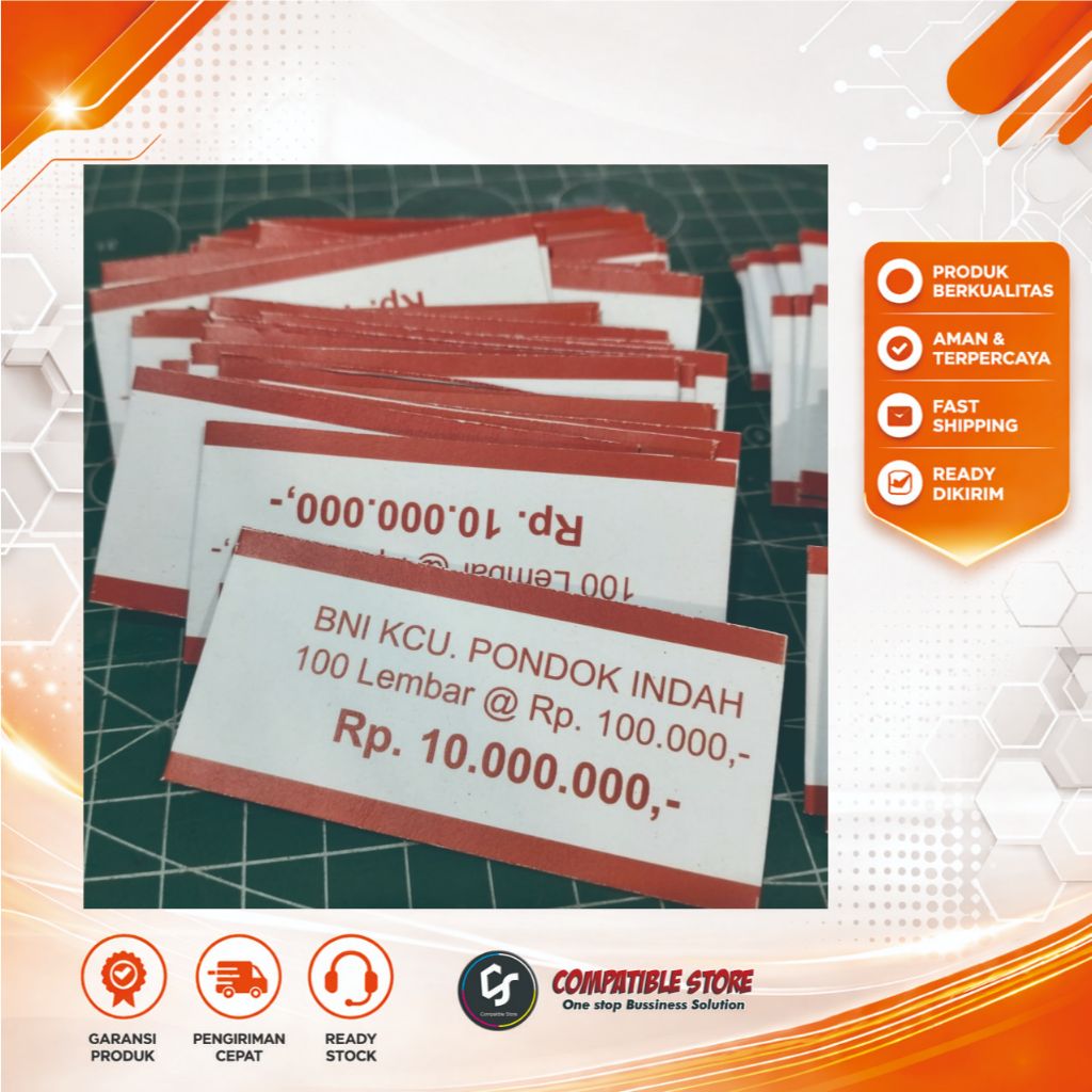 (cod) 100pcs PITA PENGIKAT UANG  NOMINAL Rp. 100.000, Rp. 50.000 Bank BNI - COMPATIBLE STORE