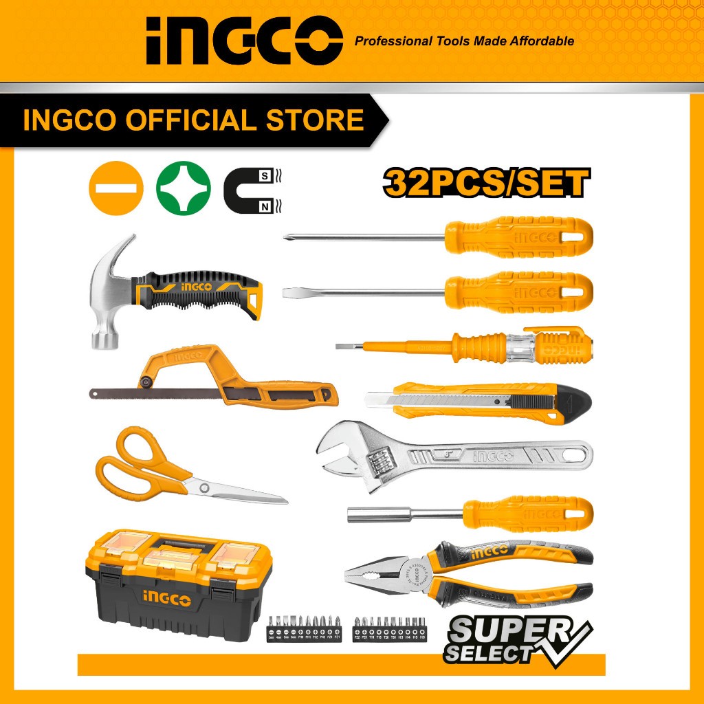 PERKAKAS RUMAH TANGGA BOX SET 32PCS INGCO HKTHP10321 TOOL KIT