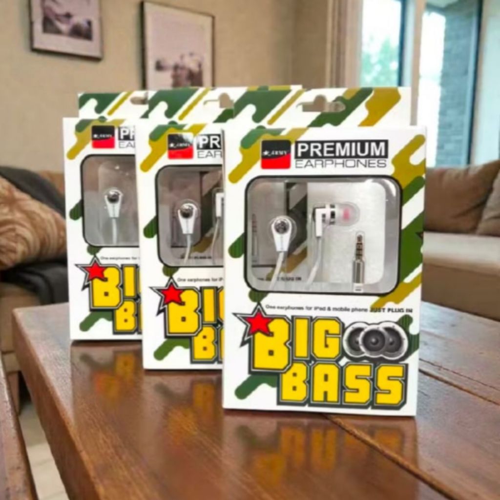 HEADSET ARMY BIG BASS STEREO HANDSFREE EARPHONE ARMY BIG BASS ORIGIN