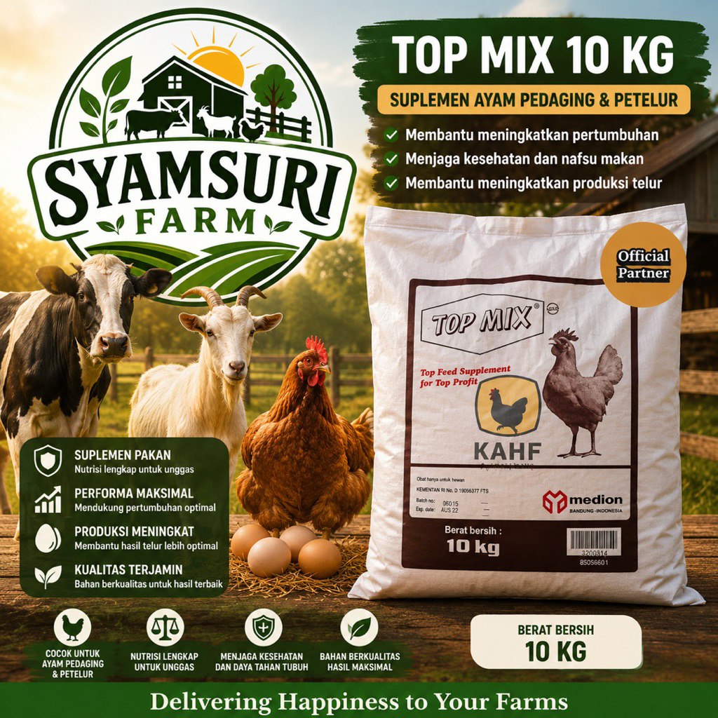 Top Mix 10 Kg (premix)| Suplemen Pakan Ayam Pedaging & Petelur