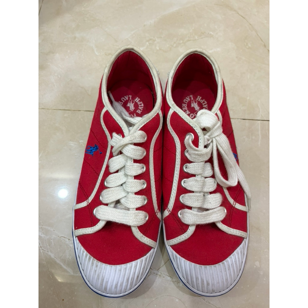 Polo Ralph Lauren Canvas Low Top Sneaker in Red | Sepatu