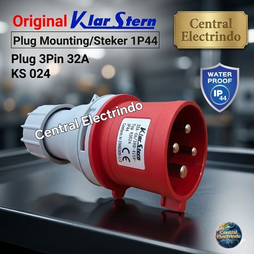 Plug Mounting/Male Steker 4Pin 32A (KS 024) KlarStern IP44 High Quality.