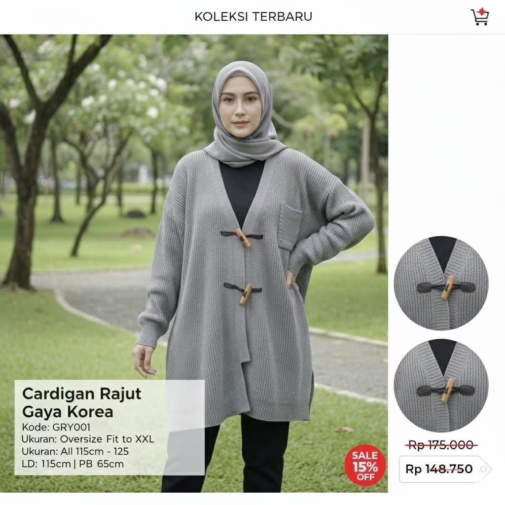 Sweater cardigan Wanita Rajut Tebal LD jumbo kancing unik/outer Casul korea