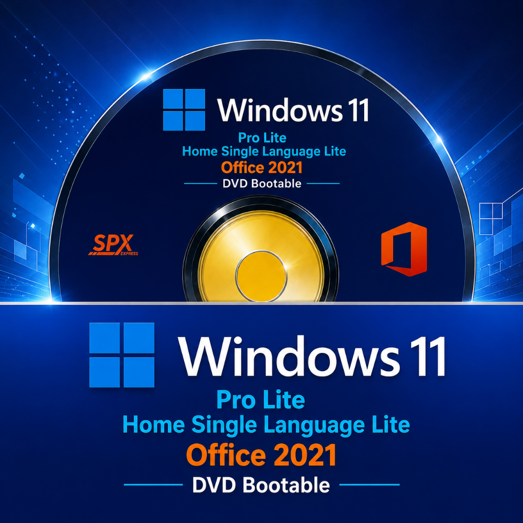 DVD Bootable Windows© 11 Pro Home Single Language Dan Office© 2021 Lite Edition