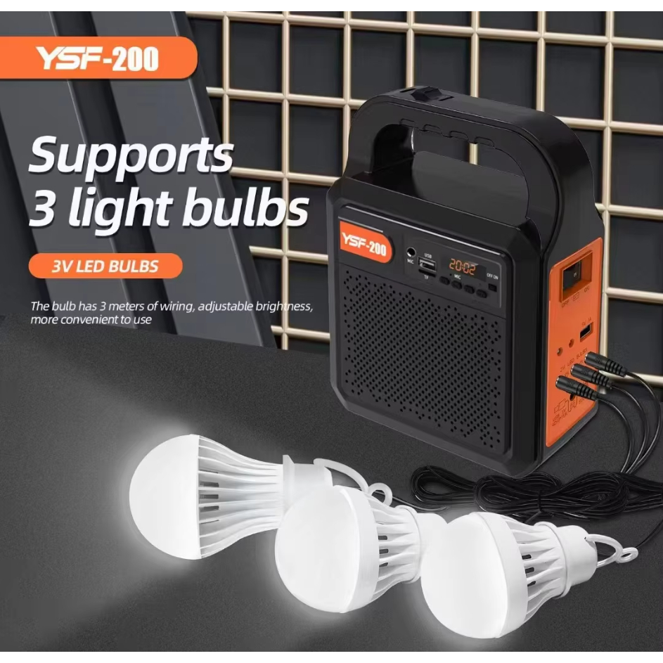 Speaker Bluetooth Solar Panel YSF 200 Original 6000 mAh Lampu Emergency + Lampu