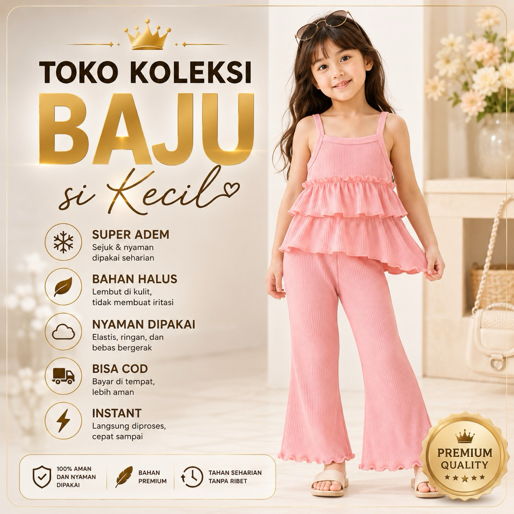 SETELAN  ANAK CEWEK PINK BALON SHIMER POMPOM CELANA CUTBRAY 136130 SIZE SETELAN BAJU ANAK PEREMPUAN 