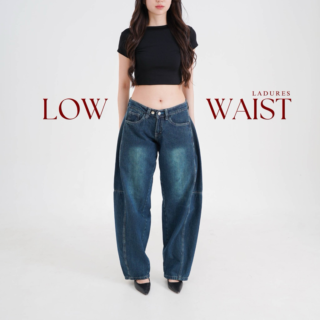 LADURES - Hailey Barrel Jeans - Low Waist Rise Denim  Celana Wanita Loose Panjang 3