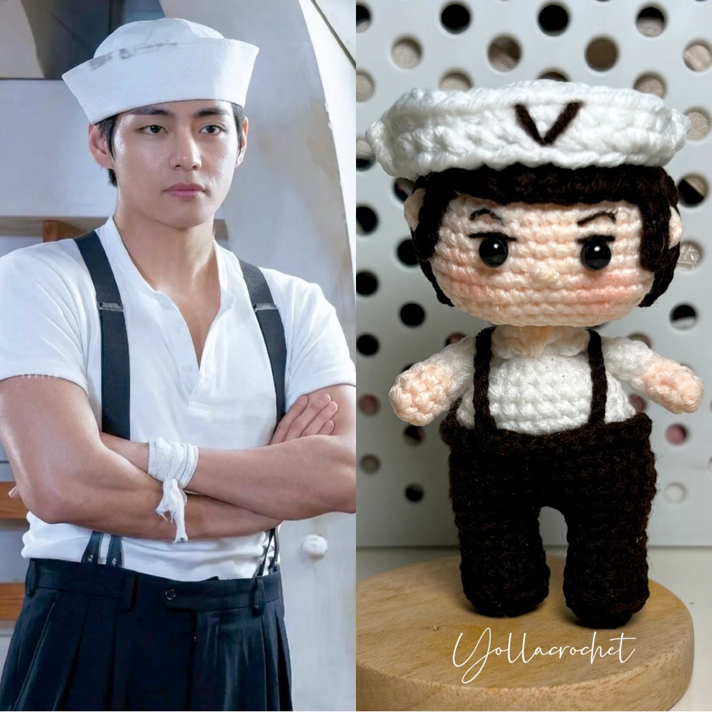 (Readystock)Kim Taehyung BTS V Taehyung MV SWIM Sailor Outfit ARIRANG Crochet Doll Bag Charm 10cm Ha