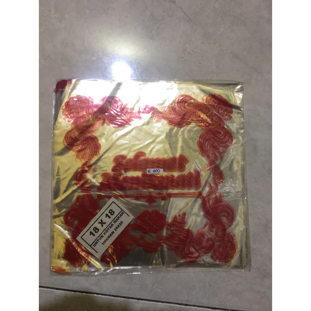 Plastik Selamat Menikmati 18x18 untuk Nasi Kotak / Plastik Lemek Nasi Box