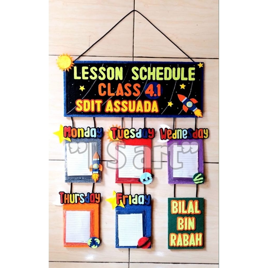 Jadwal Pelajaran/Versi INGGRIS/Hiasan Kelas/Hiasan Dinding/Aksesoris/Dekorasi/Kerajinan kain Flanel
