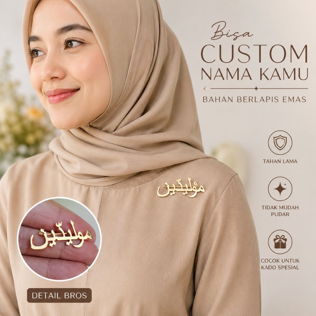 Bros Nama Titanium Huruf Arab Dan Latin