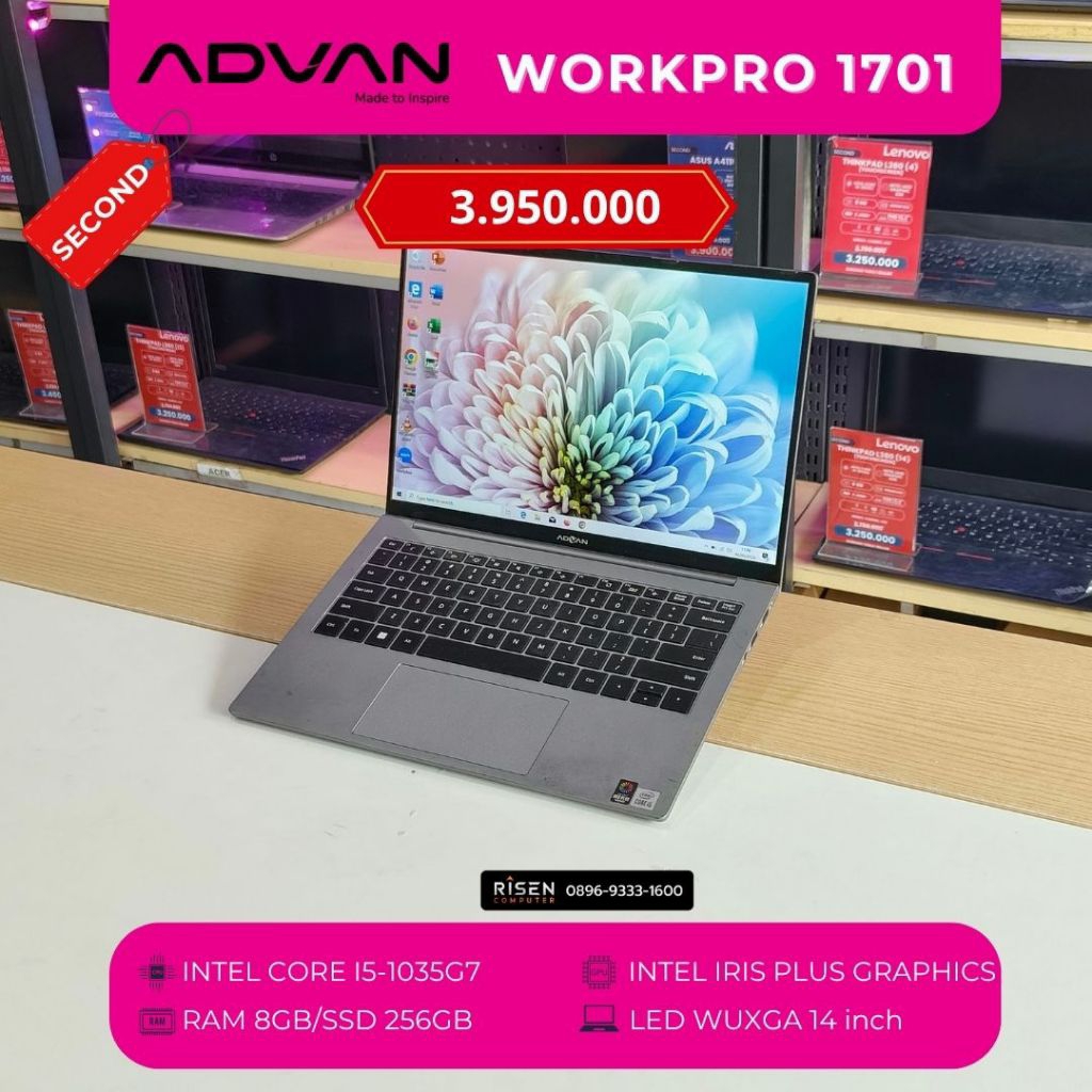 ADVAN WORKPRO Intel Core I5-1035G7 RAM 8GB SSD 256GB WUXGA 14inch Notebook Second Bekas Laptop