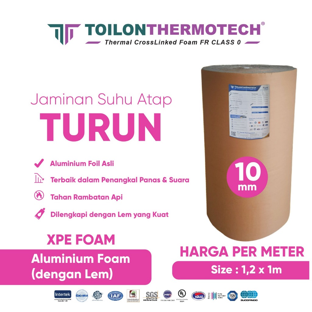 Insulasi Atap Perekat Otomatis 10mm  Peredam Atap & Suara| Aluminium Foil Glue Tebal (Per Meter)