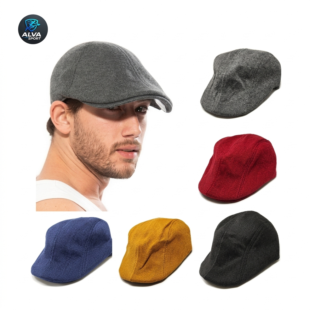 ALVA SPORT Topi Flat Cap Pria Dewasa Topi Pet Copet Classic Vintage Retro Casual Look