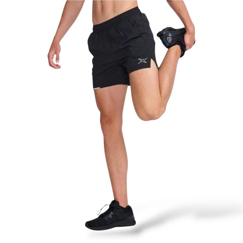 2XU Aero 5 Inch Shorts (Lined) Black Silver Reflective - Celana Lari Running