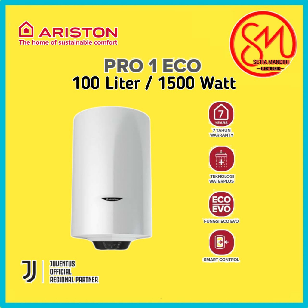 ARISTON Water Heater Pro1 Eco & PRO R - 50L, 80L, 100L Vertical Pemanas Air Listrik Efisien
