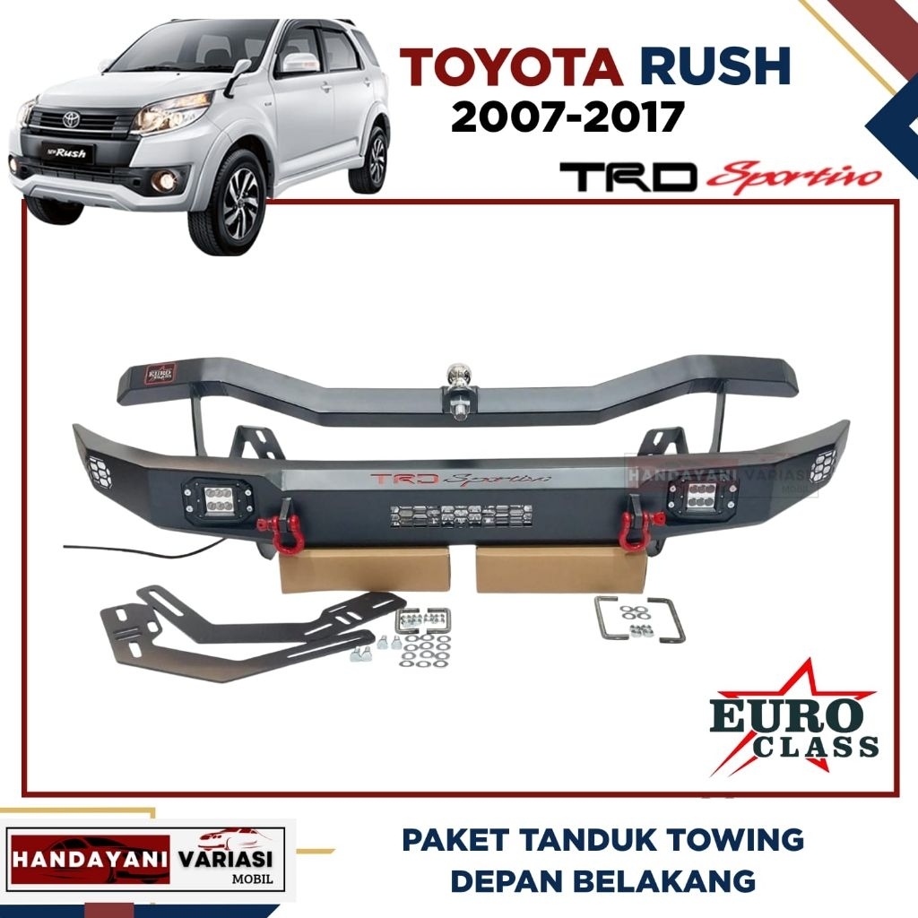 Paket Tanduk Towing Depan Belakang Mobil Toyota Rush 2007 2017 Model TRD Sportivo