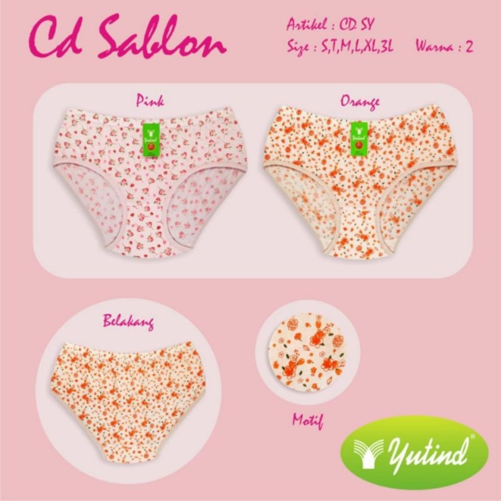 Grosir CD Celana Dalam Yutind Sablon/CD YUTIND Bordir