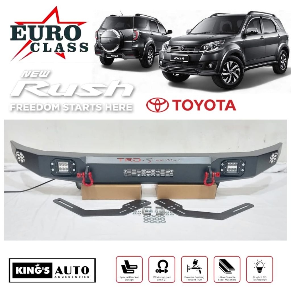 Euro Class Tanduk Towing Pengaman Bumper Depan RUSH 2006-2017 Custom Emboss TRD SPORTIVO