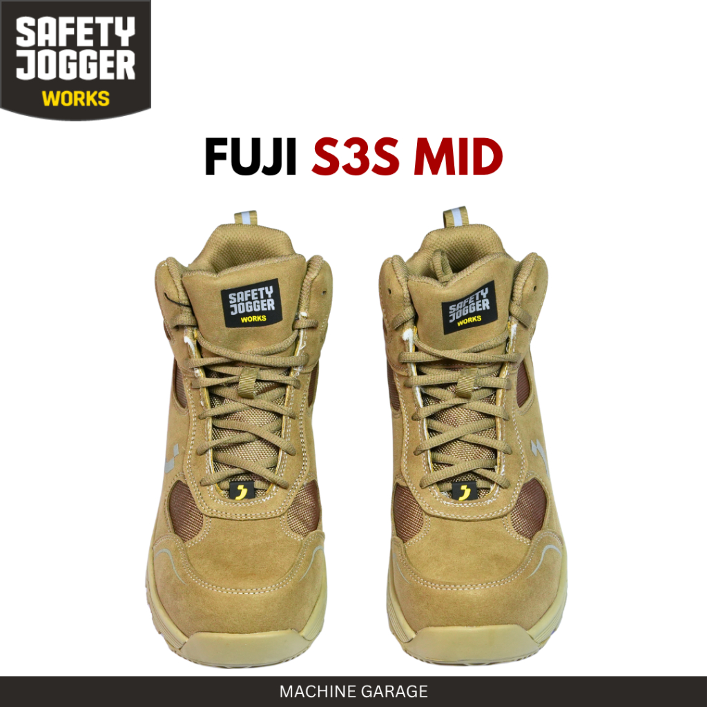 Safety Jogger Fuji S3S MID Taupe Sepatu Kerja Proyek Ringan Anti Selip Tahan Air ESD-certified Bernapas Pelindung Jari Kaki