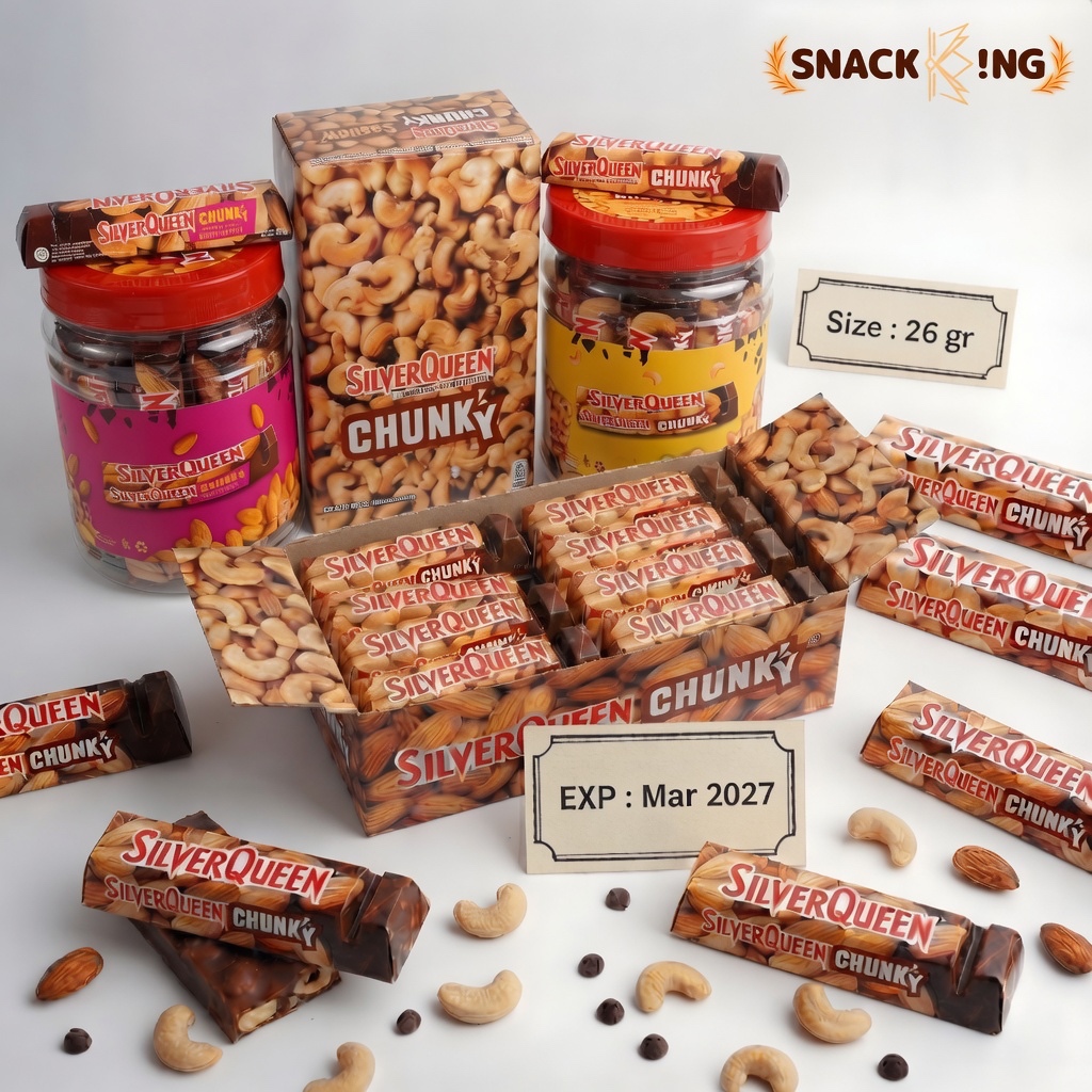 1 Box/Jar Isi 12 Cokelat SilverQueen Chunky Bar Kecil 1 Box 30gr VARIAN RASA RANDOM