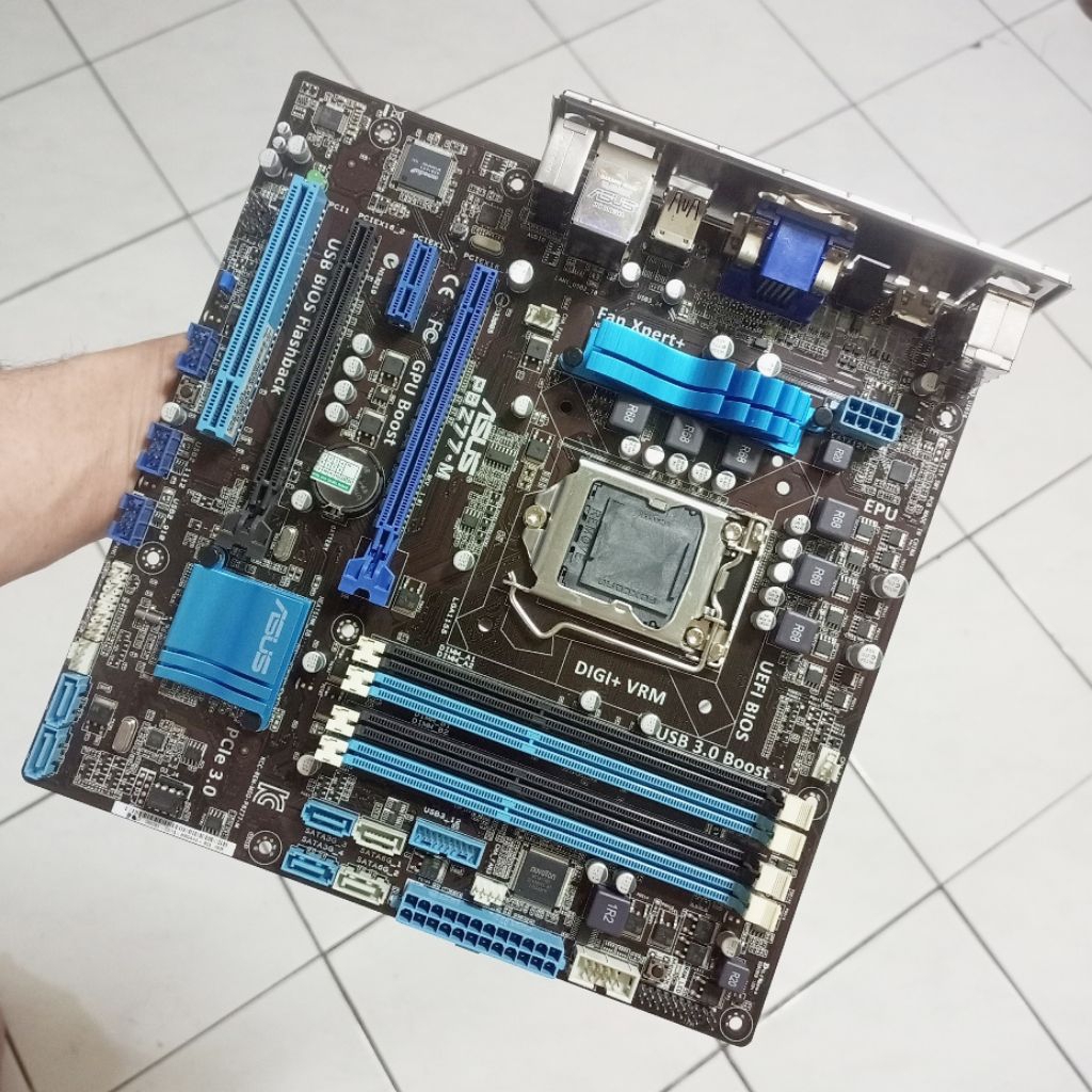 Motherboard Z77 LGA 1155. Asus P8Z77-M. 2 PCI-E, 4 slot RAM, port VGA DVI HDMI. SATA 6GBpS USB3 read