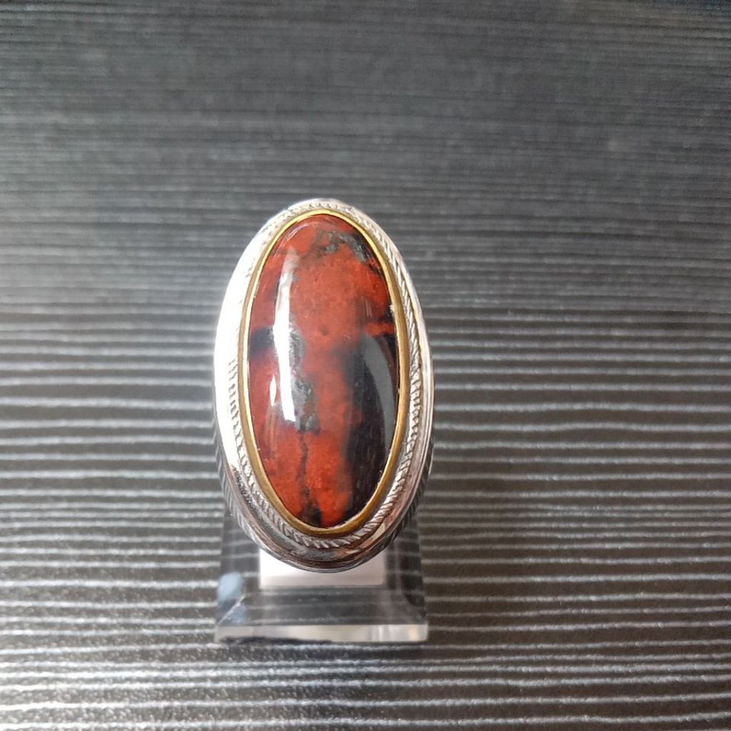 Natural Batu Badar Besi/ Natural Hematite Ring Monel