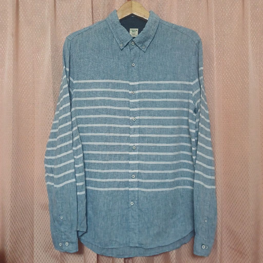 Kemeja Linen Lengan Panjang Pria "POLHAM" Preloved