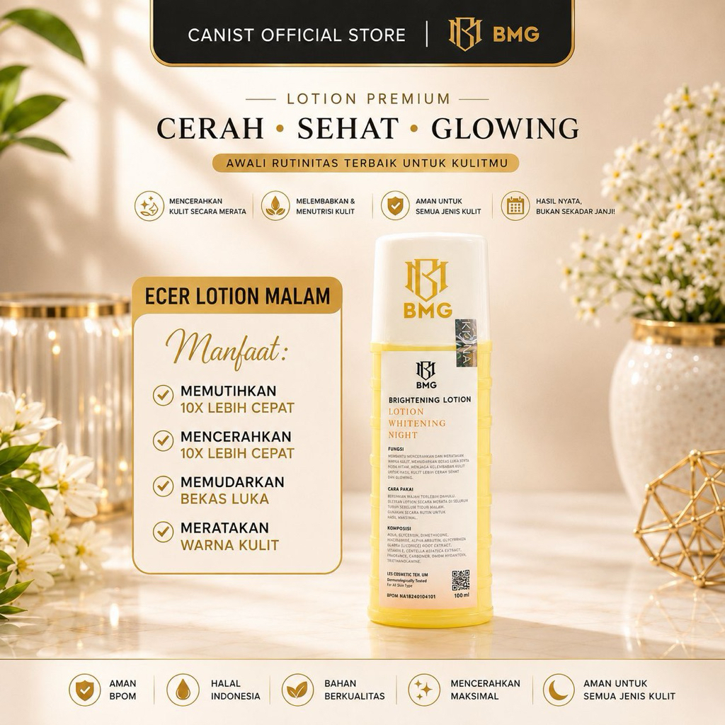 [ BMG PABRIK ] READY BMG LOTION DOSTING BPOM PEMUTIH ECER LOTION MALAM ISI 100ML