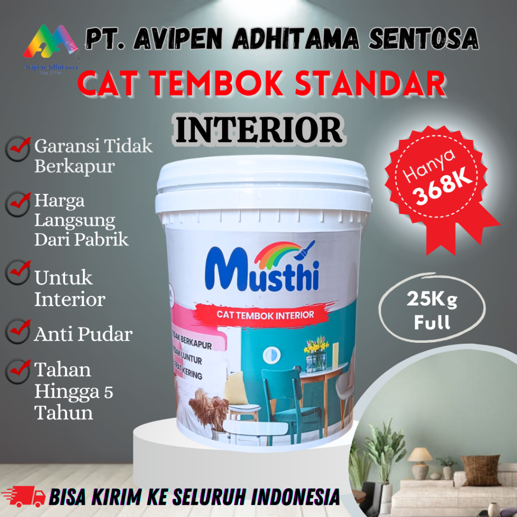 Cat Tembok Dinding Interior Dalam Rumah Standar Pro Musthi Paint 25 Kg