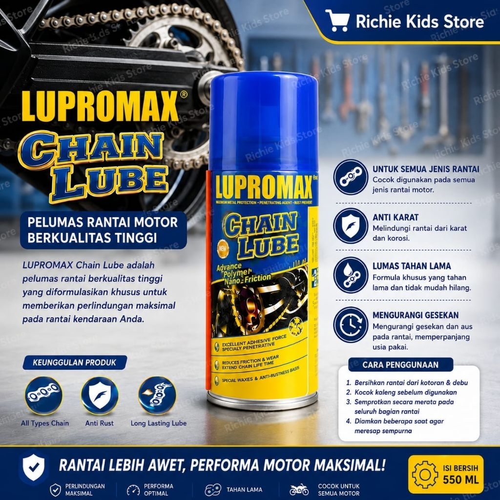 Lupromax Chain Lube Pelumas Rantai Serbaguna 110 Ml