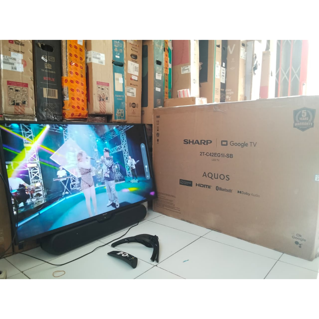 GOOGLE TV LED SHARP 42 INC 42EG1I-SB SUDAH DIGITAL KONDISI BEKAS MASIH SEGEL (7475)