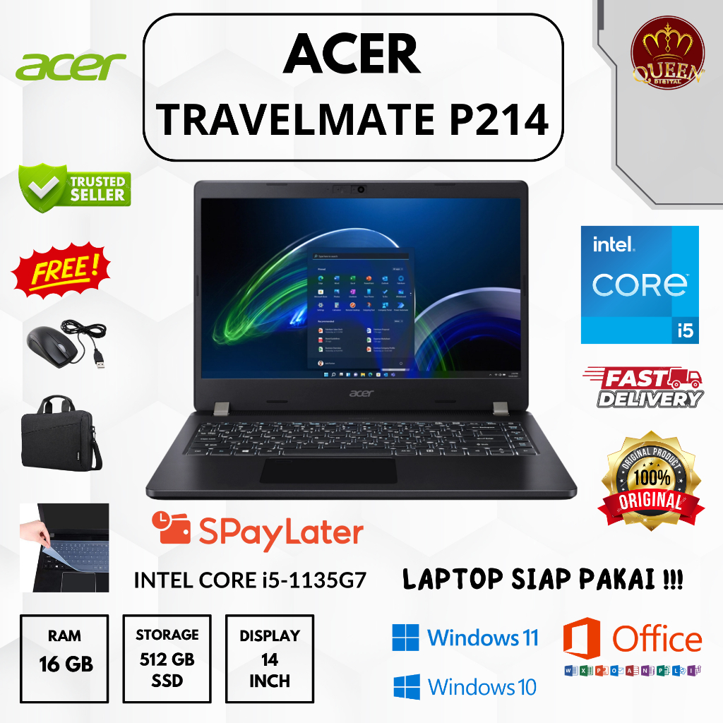 ACER TRAVELMATE P214-53 | INTEL CORE i5-1135G7 | 16GB RAM | SSD 512GB | 14 INCH