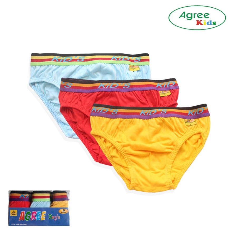 ( 3pc ) CD Agree Kids AG 200 | Celana Dalam Anak Laki Polos Karet Boxer | CD Anak Agree Toko Singlet