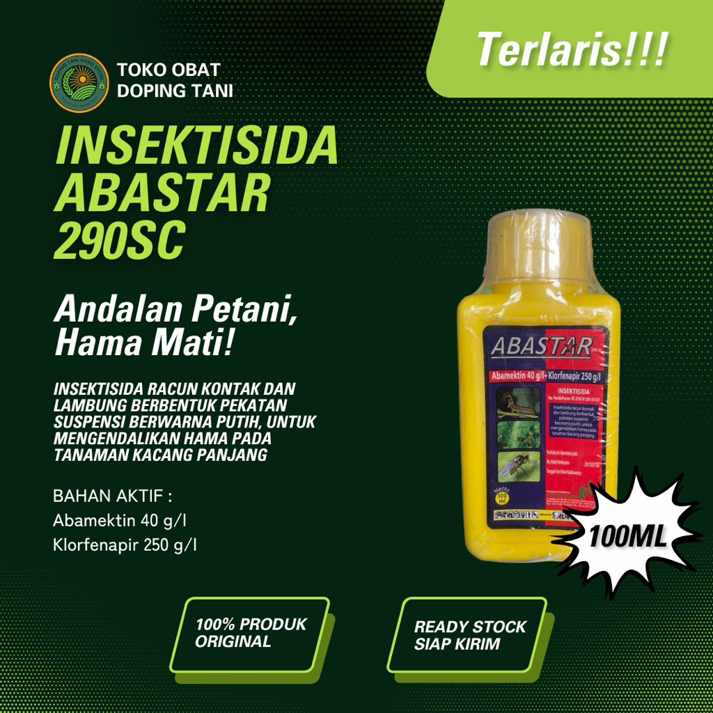 Insektisida ABASTAR 290sc 100ml Bahan Aktif Abamektin 40 g/l dan Klorfenapir 250 g/l Andalan Petani 