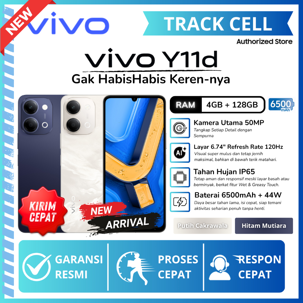 Vivo Y11d 4/128GB Layar 6.74" HP Vivo Terbaru 2026 - Garansi Resmi
