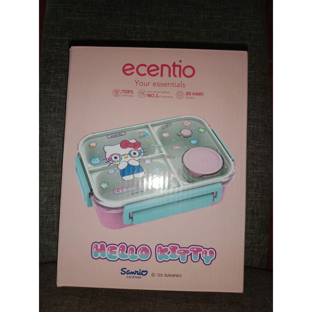 ECENTIO HELLO KITTY SET KOTAK MAKAN ANAK ANTI TUMPAH LUNCH BOX